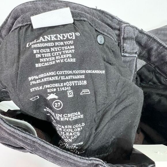 Blank NYC The Bond Skinny Jeans Womens 27 Black Wash Mid Rise Raw Hem Cuffs New - Picture 7 of 11